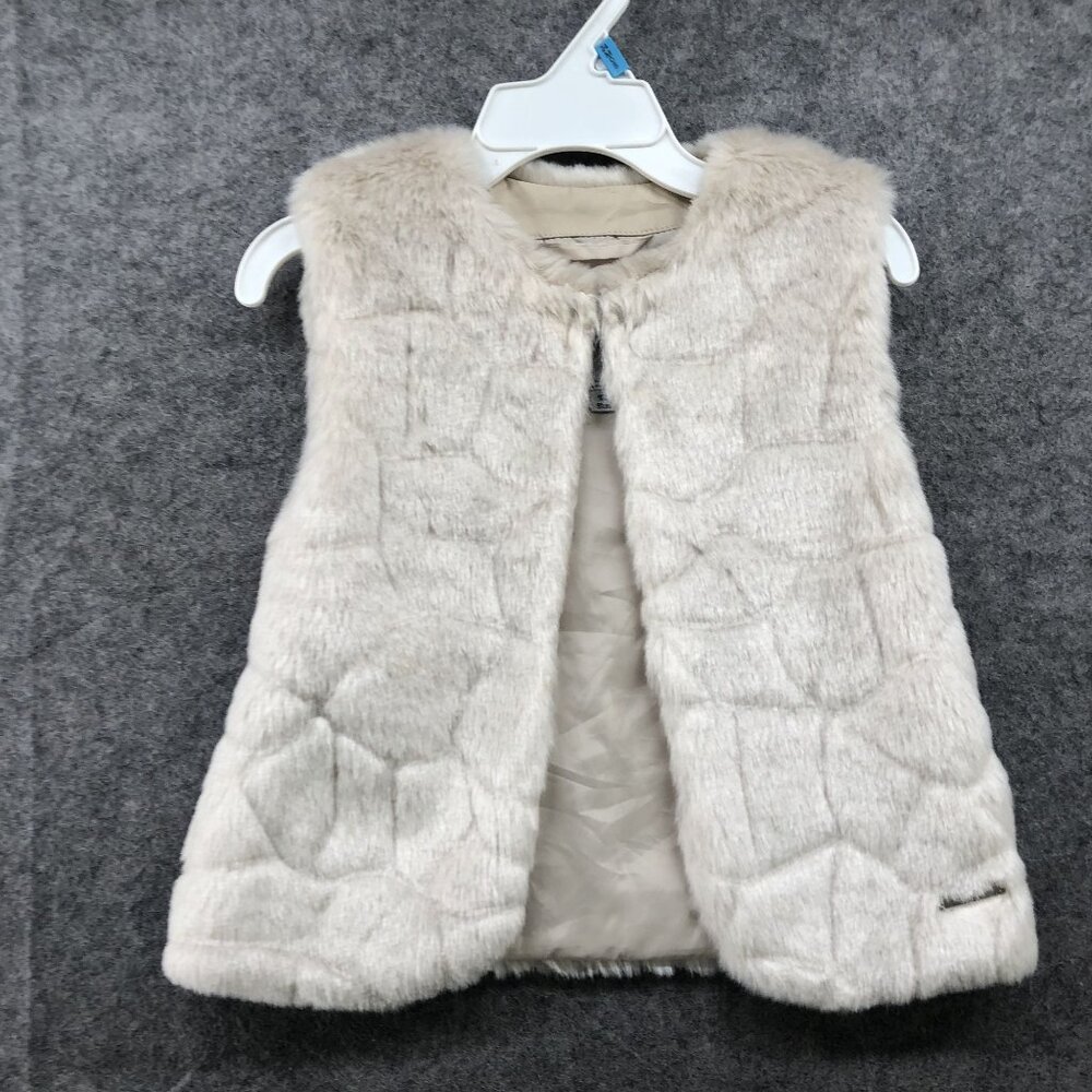 Mayoral Girls 2T Faux Fur Vest Shrug‎ Beige Sleeveless Jacket Formal Party
